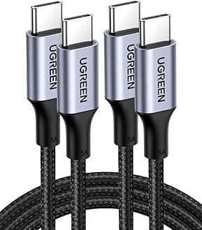 USB C to USB C Cable, 100W 2-Pack USB C Charger Cable for iPhone 17/17 Air/17 Pro/17 Pro Max/16, MacBook Pro, iPad Pro, Dell XPS, Samsung Galaxy S25/S24/S23 Ultra, Switch, Pixel, 3.3FT Black