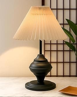 Homesake Black Metal Table Lamp | for Living Room | Modern Bedside Light wit...