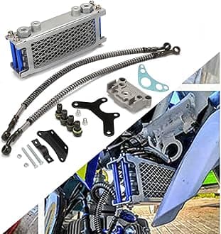 USTPO Motorcycle Oil Cooler Cooling Radiator Engine Kit Universal for CRF XR KLX 50 70 90 110 125 140cc SSR Taotao Coolster Kayo Apollo Dirt Pit Bike ATV Blue