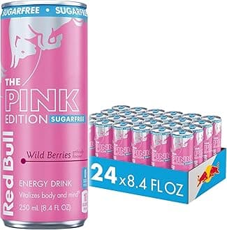 Red Bull Pink Edition Sugar-Free Energy Drink, Wild Berries, with 80mg Caffeine plus Taurine & B Vitamins, 8.4 Fl Oz, Pack of 24 Cans