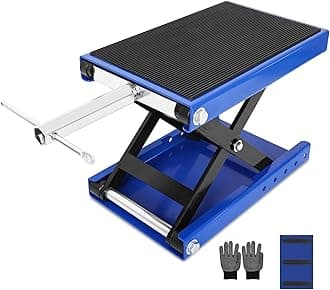 Motorcycle Lift, 1100 Lbs Capacity Motorcycle Scissor Jack with Upgraded Anti-Slip Bottom and Thickened Rubber Wide Deck,Steel Motor Bike Hoist Stand with Crank for ATV, Cruiser Bikes, Dirt Bikes
