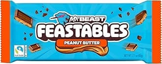- MrBeast Feastables Peanut Butter Milk Chocolate Bar, King Size, 10 Count, Creamy Peanut Butter Chocolate Candy, Fairtrade Cocoa, 2.1oz Each