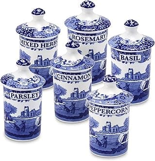 Spode 1389542 Blue Italian Spice Jar, Set of 6