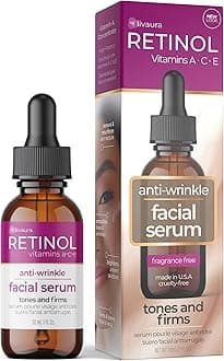 LIVAURA Retinol Anti-Wrinkle Facial Serum – Vitamin A Concentrate Improves Skin’s Elasticity & Tone and Minimizes Appearance of Fine Lines & Wrinkles – Look Younger With The Age-Defying