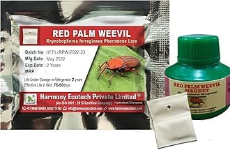 Rhynchophorus ferrugineous Pheromone Lure Only (Pack of 10) Pest Control Tool for Attracting, Trapping Red Palm Weevil (RPW) Insects in Coconut, Arecanut, Date Palm & Oil Palm plantations
