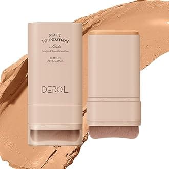 Matte Foundation Stick Makeup Built-in Foundation Brush - Lightweight Buildable Coverage Face Contour Stick (Wheat, 04)