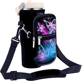 icolor Water Bottle Carrier Bag for Stanley IceFlow Flip Straw Tumbler 20/30oz Stanley IceFlow Mug Carrying Holder Neoprene Sleeve Stanley Cup Accessories Pouch Crossbody Sling for Travel Fitness