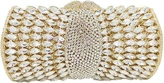 Boutique De FGGSparkling Women Crystal Clutch Evening Bags Wedding Party Cocktail Handbag Purse, Gold&silver, M