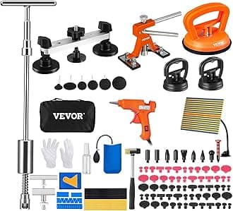 VEVOR 107 PCS Paintless Dent Repair Kit with Golden Elevator, Bridge Puller, Slide Hammer Dent Puller Suction Cup Dent Puller for Cars