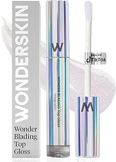 Wonderskin Lip Gloss Blading Top Gloss, Clear Glitter Lip Gloss, Hydrating and High Shine Finish Lip Makeup (Holographic)