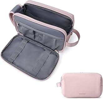 BAGSMART Toiletry Bag for Men, Travel Toiletry Organizer Dopp Kit Water-resistant Shaving Bag for Toiletries Accessories, Door Room Essentials, Pink, Large, Basic/Leisure