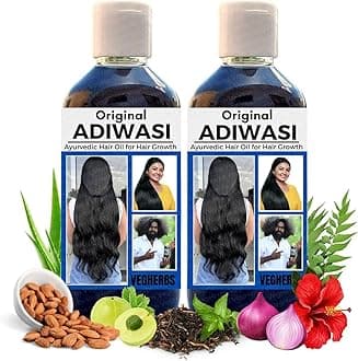 Original Karnataka Adiwasi Hair Oil | Ayurvedic Hairs Growth Adiwasi Herbal Kesh tel with Onion, Rosemary, Castor, Amla, Almond, Coconut, Brahmi & Bhringraj Oil | 100ml Adiwashi-DS7 (Pack of 2)