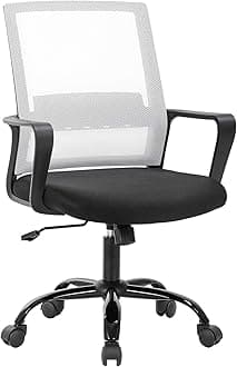 Computer Chair Office Chair Cheap Desk Chair Swivel Rolling Ergonomic Executive Lumbar Support Task Mesh Chair Adjustable Stool for Home Office, White