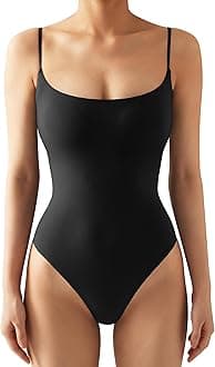 Women Sexy Square Neck Thong Bodysuit Backless Cami Bodysuit Top