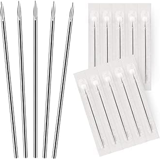BodyJ4You 10PC Piercing Needles 16G - Sterile Disposable Sharp Surgical Stainless Steel - Nose Septum Ear Tragus Helix Labret Nipple Lip Navel