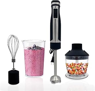 - Blendtec Immersion Blender - Handheld Stick Blender, Whisk, and Food Processor - Includes 3 Attachments, 20 oz BPA-Free Jar, and Storage Tray - Stainless Steel