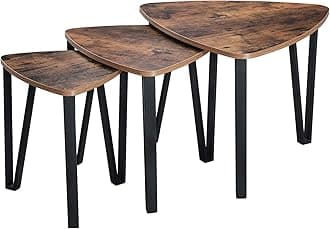 VASAGLE Industrial Nesting Coffee Table, Set of 3 End Tables for Living Room, Stacking Side Tables, Sturdy and Easy Assembly, Wood Look Accent Furniture with Metal Frame