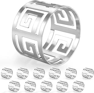 Luxurious Hollow Out Design Napkin Rings Holder Elevate Your Dining Experience with Exceptional Craftsmanship Set of 12 for Wedding Dinning Birthday Parties (Silver)
