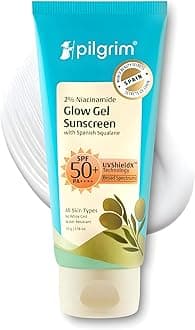 Pilgrim 2% Niacinamide Gel Sunscreen SPF 50+ PA++++ | Lightweight Broad Spectrum UV Protection for Face | Non-Greasy, Fast Absorbing Daily Sunscreen | 1.76 Oz (50g)