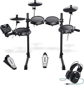 Turbo Mesh Kit + DRP100 – Seven Piece Mesh Electric Drum Set With 100+ Sounds and Extreme Audio-Isolation Electronic Drum Reference-Headphones