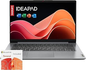 IdeaPad 1i Laptop with Office 365 Home and Business • 128GB SSD • 4GB RAM • Intel Core • 14 Anti-Glare Screen • WiFi-6 • 11HR Battery • Windows 11 no Mouse
