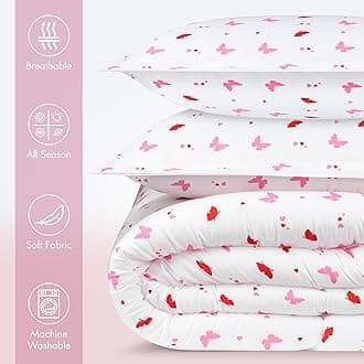 Utopia Bedding All Season Butterfly Comforter Set with 2 Pillow Cases - 3 Piece Soft Brushed Microfiber Kids Bedding Set for Boys/Girls – Machine Washable (Twin/Twin XL)