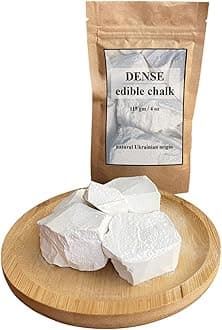 Edible Chalk Chunks – Extra Hard Natural Ukrainian Chalk for Eating, Pica & ASMR – Organic Crunchy White Chalk – Eco Kraft Packaging – 4oz (115g)