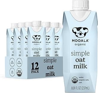 Organic Simple Oatmilk -Shelf Stable Single Serve Cartons, 3 Ingredients, No Gums, No Oil, No Fillers Unsweetened, Dairy Free Milk, On The Go 12 Pack