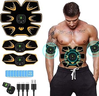 Moonssy ABS Trainer Muscle Stimulator,EMS Muscle Stimulator,Abs Stimulator Workout Equipment For Men & Women,EMS Abdominal Toning/Waist/Leg/Arm/with 6 Modes