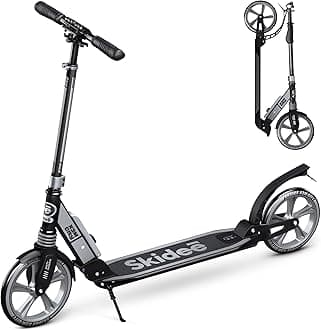 Adult & Teen Scooter Adjustable Height, Folding, Large Wheels, Lightweight, Durable, Anti-Shock Suspension, Up to 220 lbs