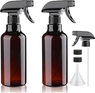 Plastic Spray Bottles Empty Spray Bottle 16.9oz/500ml 2 Pack Heavy Duty Spraying Bottles Mist/Stream Water Bottle for Cleaning Solutions, Essential Oils, Hair (Amber)