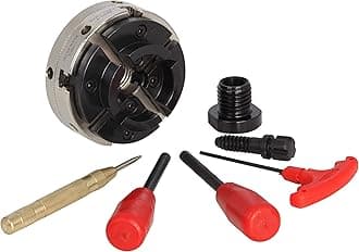 4INCH 4-Jaw Self-Centering Wood Lathe Chuck, 2" Round Jaw Mounted, 1"x8TPI thread & 3/4"x16TPI Adapter, T Allen Wrench, Screw Chuck, SCR4-4, Nickle electric Coating Body