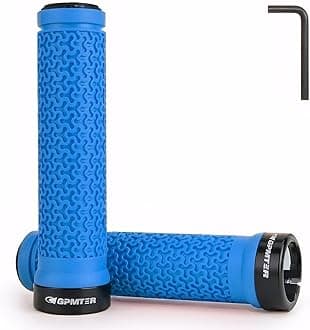 GPMTER Bike Handlebar Grips, Single Lock on Bicycle Handle Bar, for BMX, Mountain, MTB, Beach Cruiser, Scooter, Folding Bike, Soft Non-Slip-Rubber Hand Grip Comfortable Ergonomic