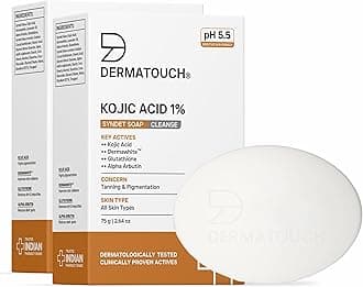 DERMATOUCH Kojic Acid 1% Soap with Glutathione | For Pigmentation & Sun Damage | Soap for Men and Women | Suitable for All Skin Types | 75g (Pack of 2)