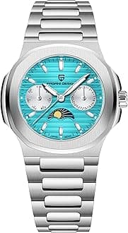 - Pagani Design Luxury Women's Quartz Watch Multifunctional Chronograph Moon Phase VX3H Movement Full Stainless Steel Waterproof Luminous Elegant Lady Sport Wristwatch