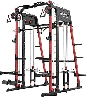 M4 2.0 Standard/Ultra/Elite Smith Machine, 2200lbs Squat Rack with LAT-Pull Down System & Cable Crossover Machine, Training Equipment with Leg Hold-Down Attachment
