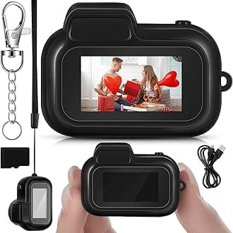 Mini Keychain Camera 1080p Small Nostalgia Retro Camera 100 Mins Battery Life Portable Micro Video for Photo Video Travel Study Recording(32gb)
