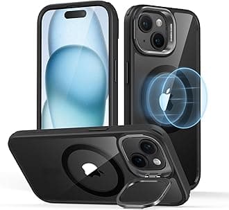 ESR for iPhone 15 Plus Case Cover, Compatible with MagSafe, Built-in Stash Stand Phone Case, Military-Grade Protective Case, Scratch-Resistant Back Cover, Classic Series, Clear Black
