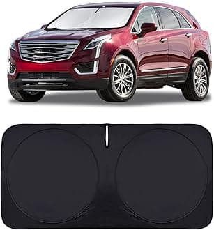 INSAUTO Windshield Sun Shade Compatible with Cadillac Escalade SRX XTS XT5 XT6 STS DTS ELR XLR XT4 DeVille Front Window Sunshades 210T Reflective Polyester Sun Visor Cool Car Accessories