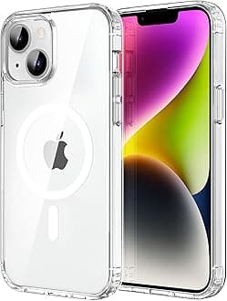 CACOE Magnetic Case for iPhone 13 & iPhone 14 6.1 inch-Compatible with MagSafe & Magnetic Car Phone Mount,Not Yellowing Anti-Scratch (Clear)