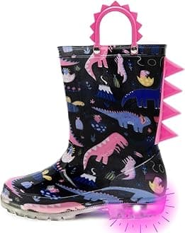 Toddler Kids Adorable Lightwight Waterproof Rain Boots Light Up by Steps