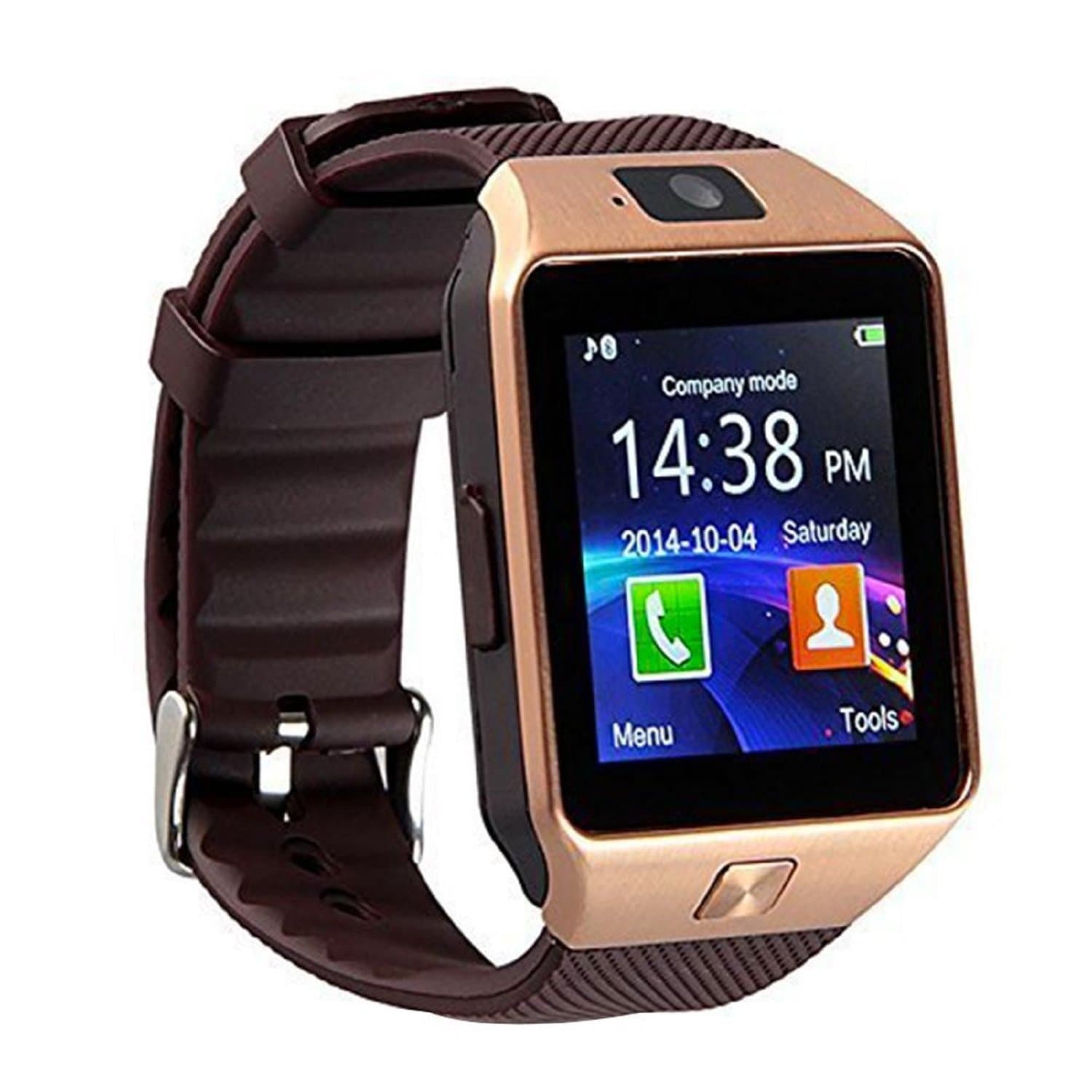 Bluetooth 3.0 Smart Watch with Camera, TF/Sim Card Slot Wrist Smart Watch with Pedometer Anti-Loss Function for, Samsung, HTC, LG, Sony, Huawei Smartphones Android and iOS (Partial Function) gold