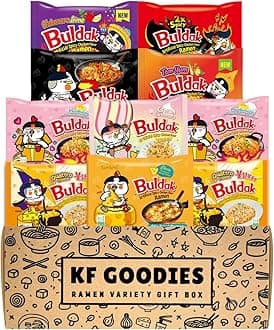 Korean Ramen Variety Pack Gift Box (10 Count) – Spicy Buldak Noodle Assortment for Birthdays, College Care Packages, Office Snacks, and Gift Baskets