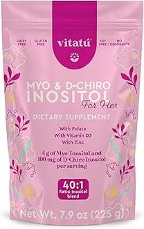 Vitatú | Myo Inositol (4g) & D-Chiro Inositol (1g) Ideal Mix 40:1 | Duration 45 Days | with Folic Acid + Vitamin D3 + Zinc, Powdered Dietary Supplement for Women (225 g)