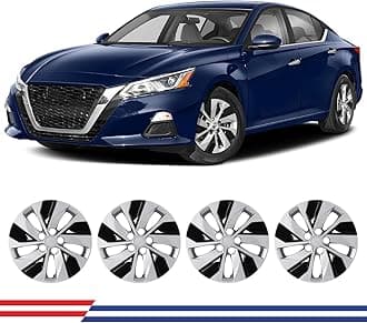 ROXX 4Pcs Set 16inch Wheel Rim Cover Hubcaps Replacement for Nissan Altima 2019-2023(Only Fit for Steel Wheels), Snap-On Car Truck SUV Hubcap(5101, Silver&Black Lacquer)