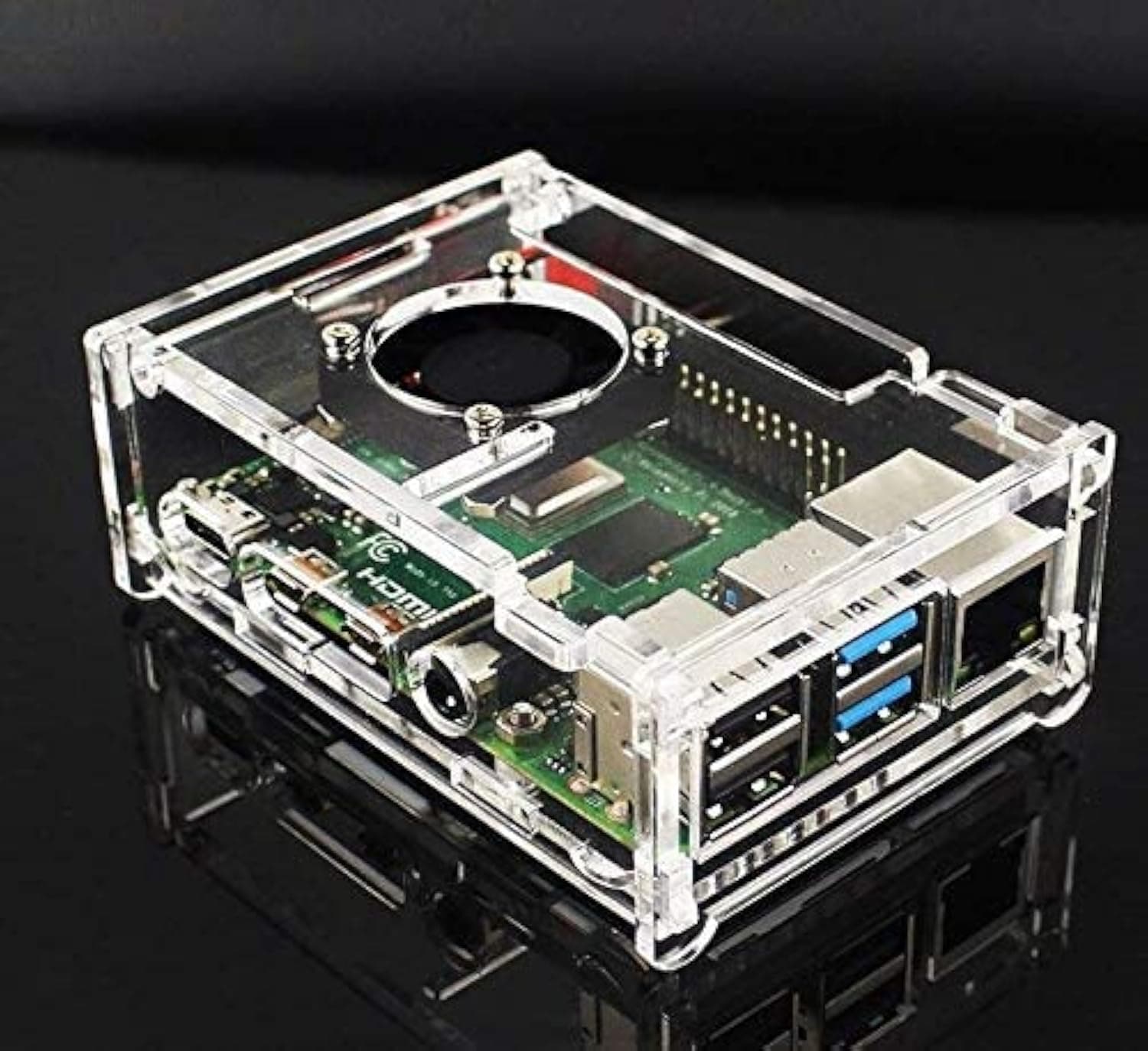 Raspberry pi 4 case Model B Acrylic case with Fan + heatsink Included