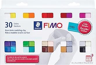 FIMO Soft Oven-Bake Polymer Modeling Clay: 30 Piece Starter Kit for Jewelry, Scultpting, and Crafting for Beginners, Assorted Colors (0.88 oz Blocks), Adult Crafts and Creative Gifts