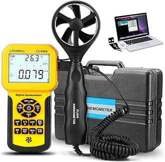 LC-856A Pro Anemometer with Telescopic Sensor, Wind Speed Meter, Wind Velocity Airflow CFM Meter with Data Storage Back Light LCD for HVAC Sailing Drone Fishing (Suitcase Included)