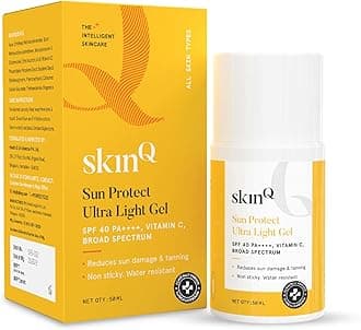 SkinQ Sunscreen for Men & Women 50ml with Vitamin C, SPF 40 & Broad Spectrum PA++++ | Sun Protect Ultra Light Gel suitable for All Skin Types | Lightweight, Non-Sticky & Water-Resistant
