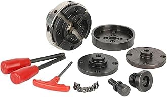 4INCH 4-Jaw Self-Centering Wood Lathe Chuck Set, Round Jaw Mounted, with Step Jaw, Pin Jaw & Wide Jaw, 1"x8TPI thread & 3/4"x16TPI Adapter, SCR4-4NV-SET, Nickle electric Coating NOVA Chuck Body